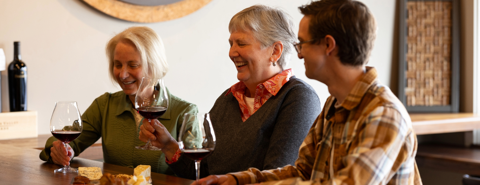 Three Willamette Valley Vineyards wines sitting on a table