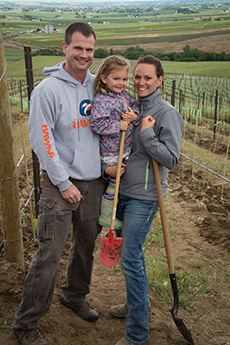 Winemaker, Sadie Drury and family at Walla Walla Vineyard