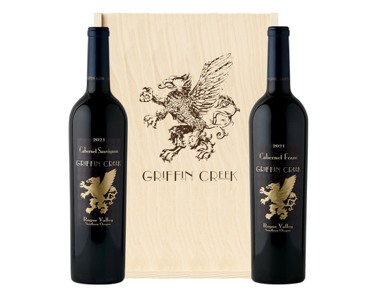 Explore the Rogue Valley Collection - Two Griffin Creek wines in a wood box